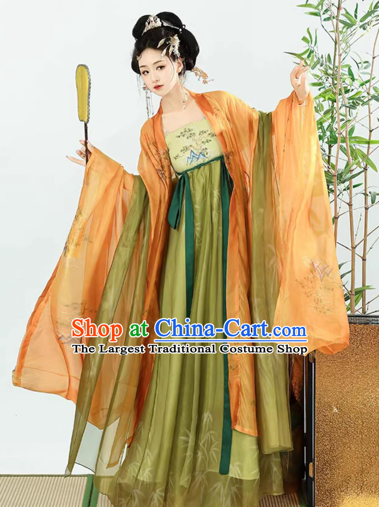 Chinese Tang Dynasty HanFu Women HeZiQun Embroidered Wide Sleeve Robe Complete Set