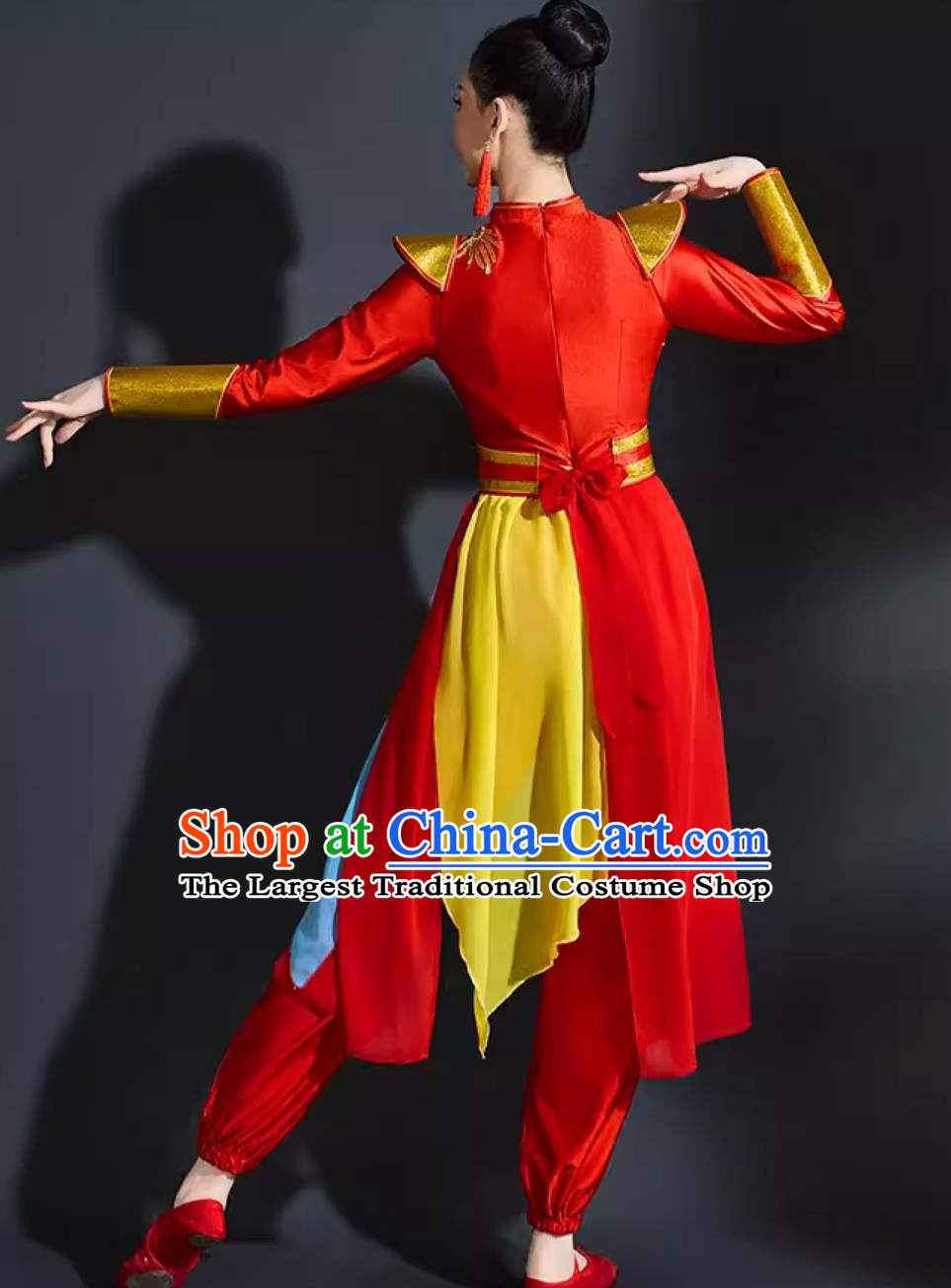 Chinese Drum Performance Red Outfit Women National Trend Yangko Dance Costume