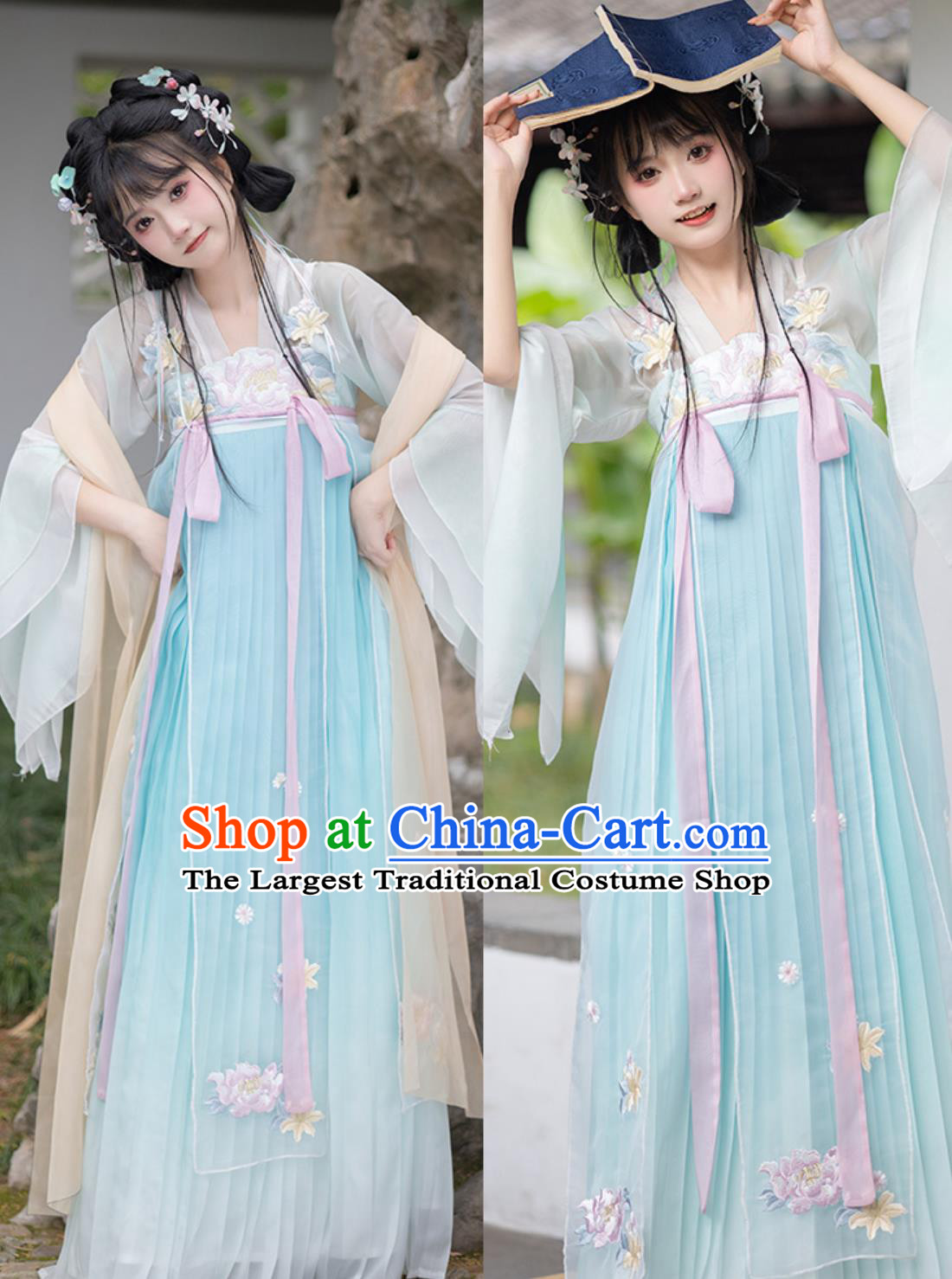 Chinese Hanfu Women Qixiong Ruqun Tang Dynasty Pleated Skirt Traditional Duijin Heavy Embroidery Clothing