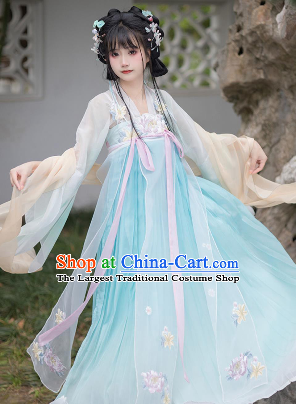 Chinese Hanfu Women Qixiong Ruqun Tang Dynasty Pleated Skirt Traditional Duijin Heavy Embroidery Clothing