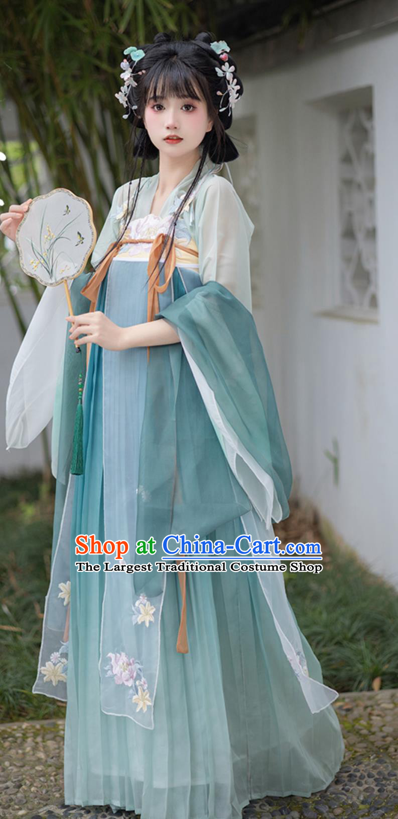 Chinese Hanfu Women Qixiong Ruqun Tang Dynasty Pleated Skirt Traditional Duijin Heavy Embroidery Clothing