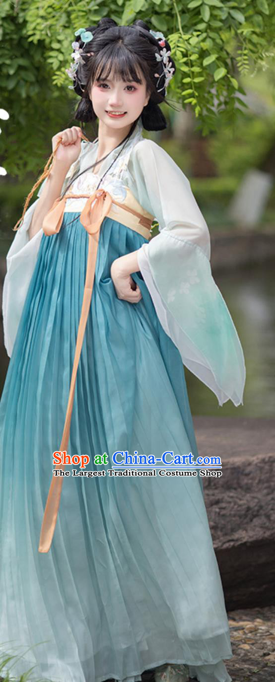 Chinese Hanfu Women Qixiong Ruqun Tang Dynasty Pleated Skirt Traditional Duijin Heavy Embroidery Clothing