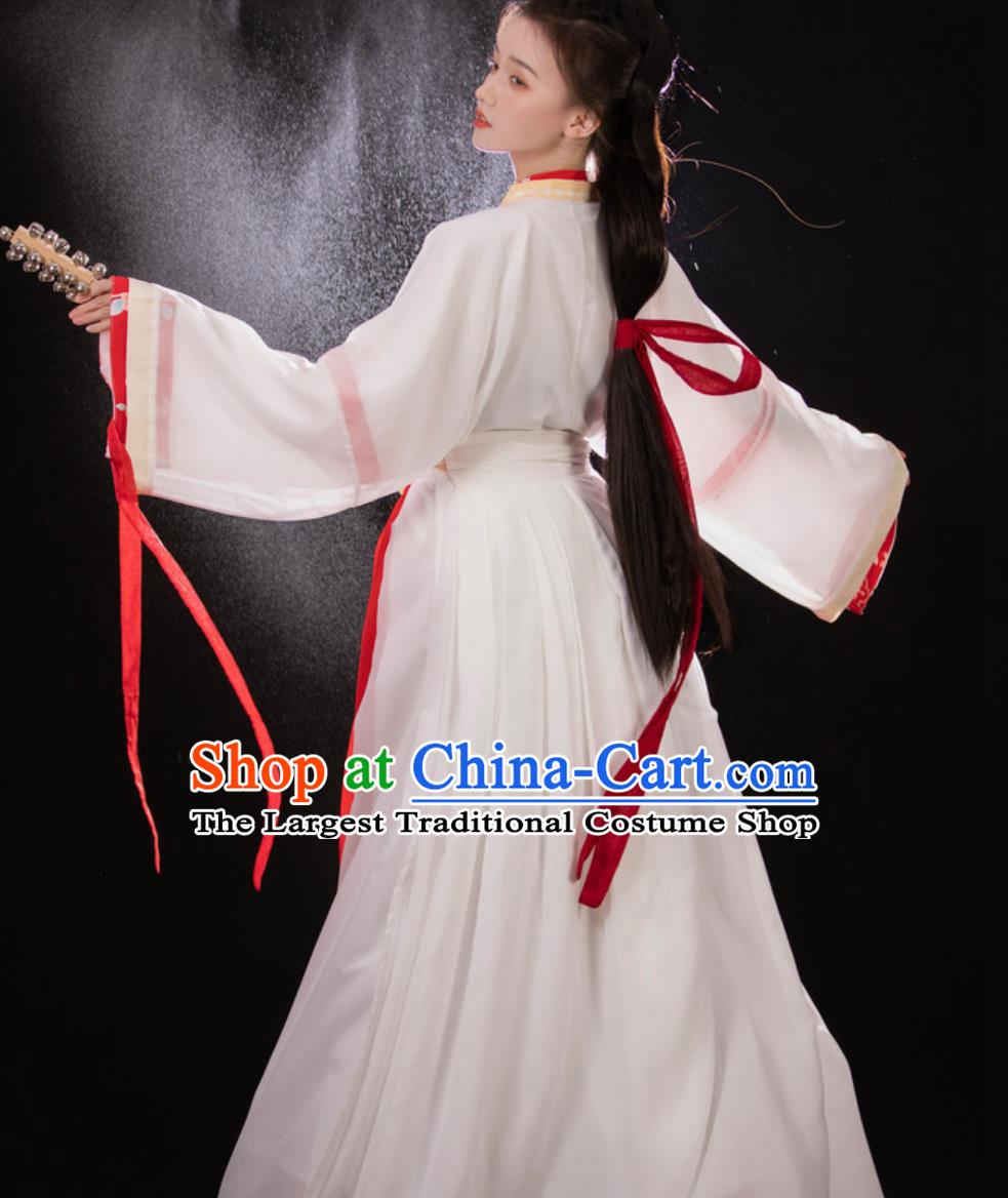 Hanfu Chinese Wei Jin Style Cross Collar High Waist Wide Sleeves Fairy Dress Ancient Clothing Set
