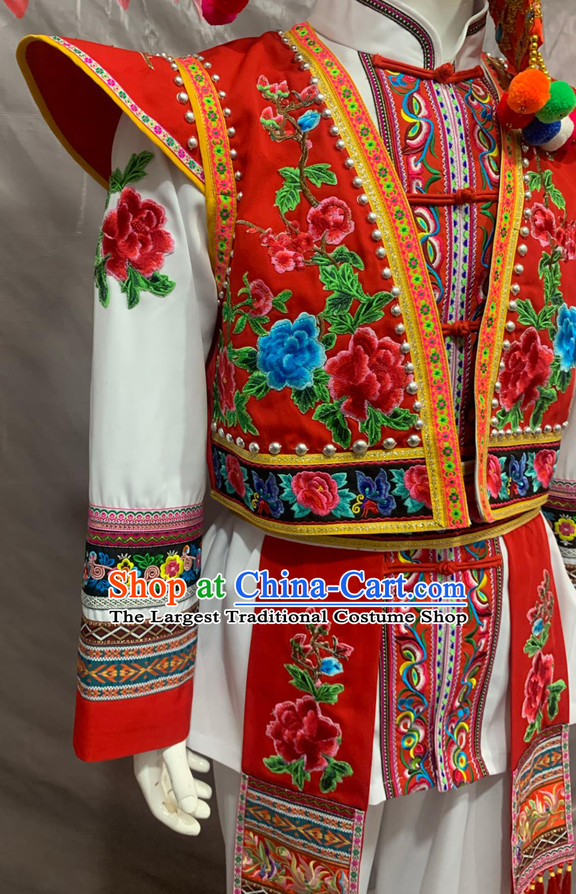 Chinese Ethnic Minority Bai Nationality Costume Dali Yunnan Embroidered Wedding Groom Performance Attire For Men