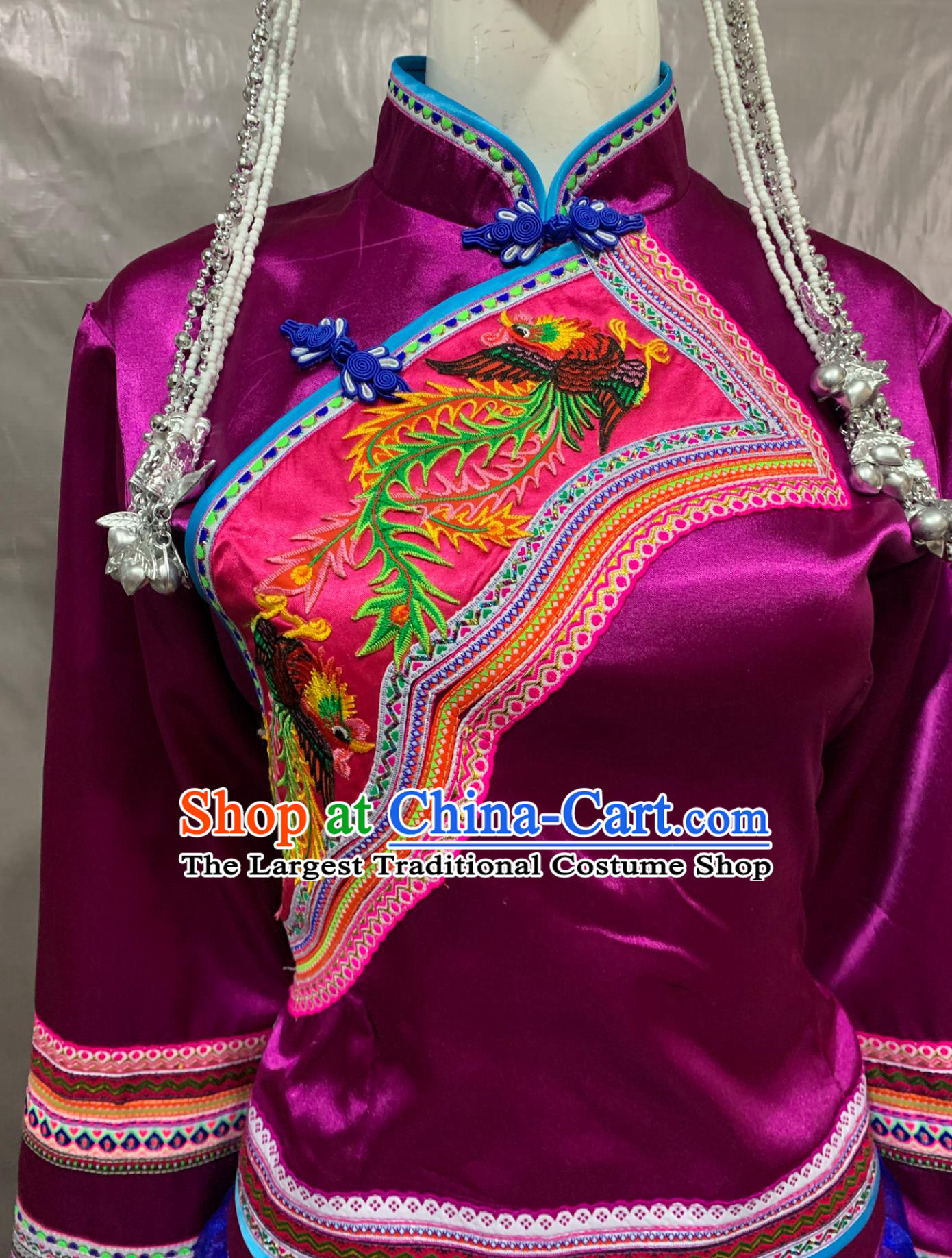 She Nationality Costume Embroidered Long Dress Chinese Performance Attire Traditional Clothing Of Chinese  Ethnic Minorities Purple Suit