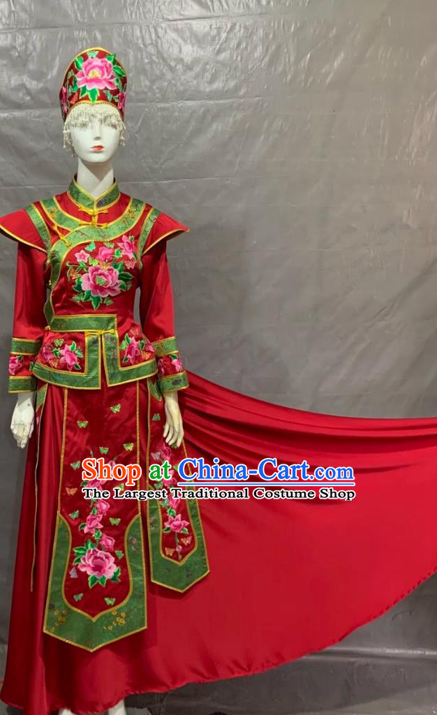 Xibe Ethnic Minority  Chinese Ethnic Groups Festival Gala Catwalk Host Performance Costume Wedding Dress