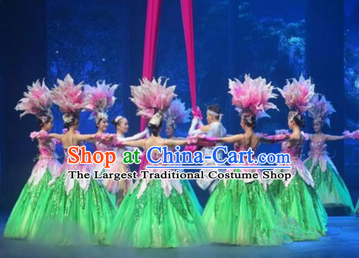 Opening Dance Puffy Flared Long Dress Stage Show Costume Chinese Gala Modern Dance Attire