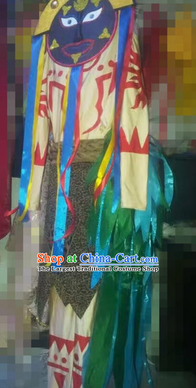 Tibetan Qiang Traditional Folk Festival Cultural Performance Costume Ethnic Dance Outfit Male Stage Show Attire