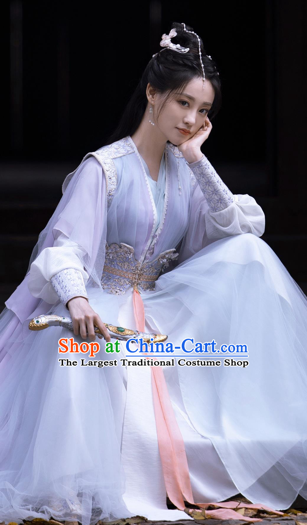 Traditional Heroine Clothing TV Series Fateful Love Princess Han Zi Qing Dress Ancient Chinese Swordswoman Costume