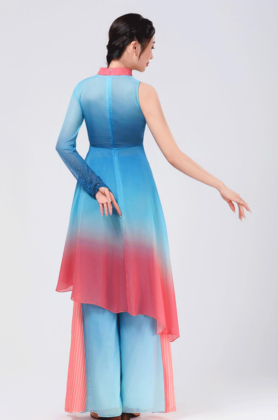 Classical Dance Costume Chinese Style Performance Outfit Jiaozhou Yangko Fan Dance Dress