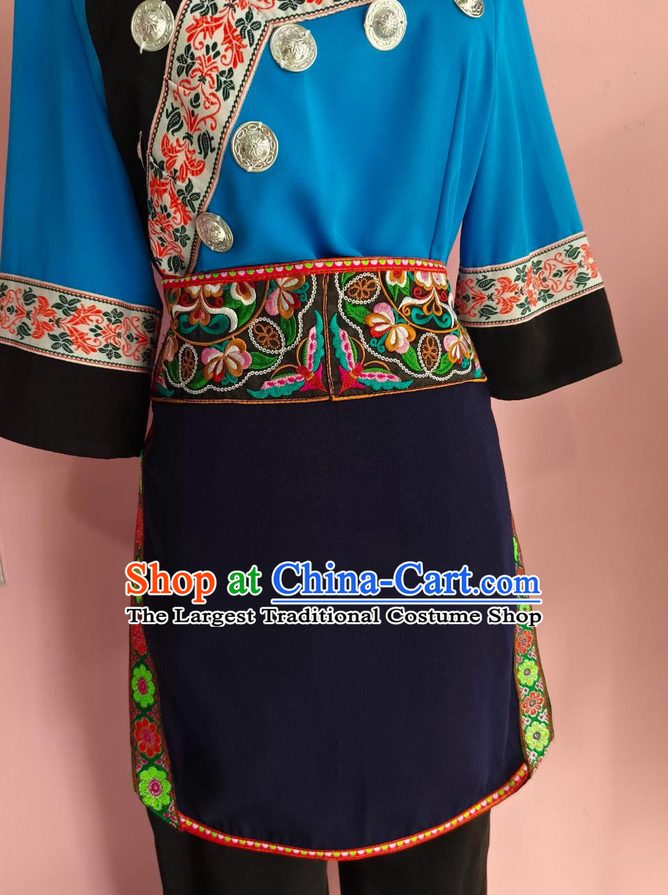 Guangxi Zhuang March Third Ethnic Costume China Guizhou Buyi Performance Clothing