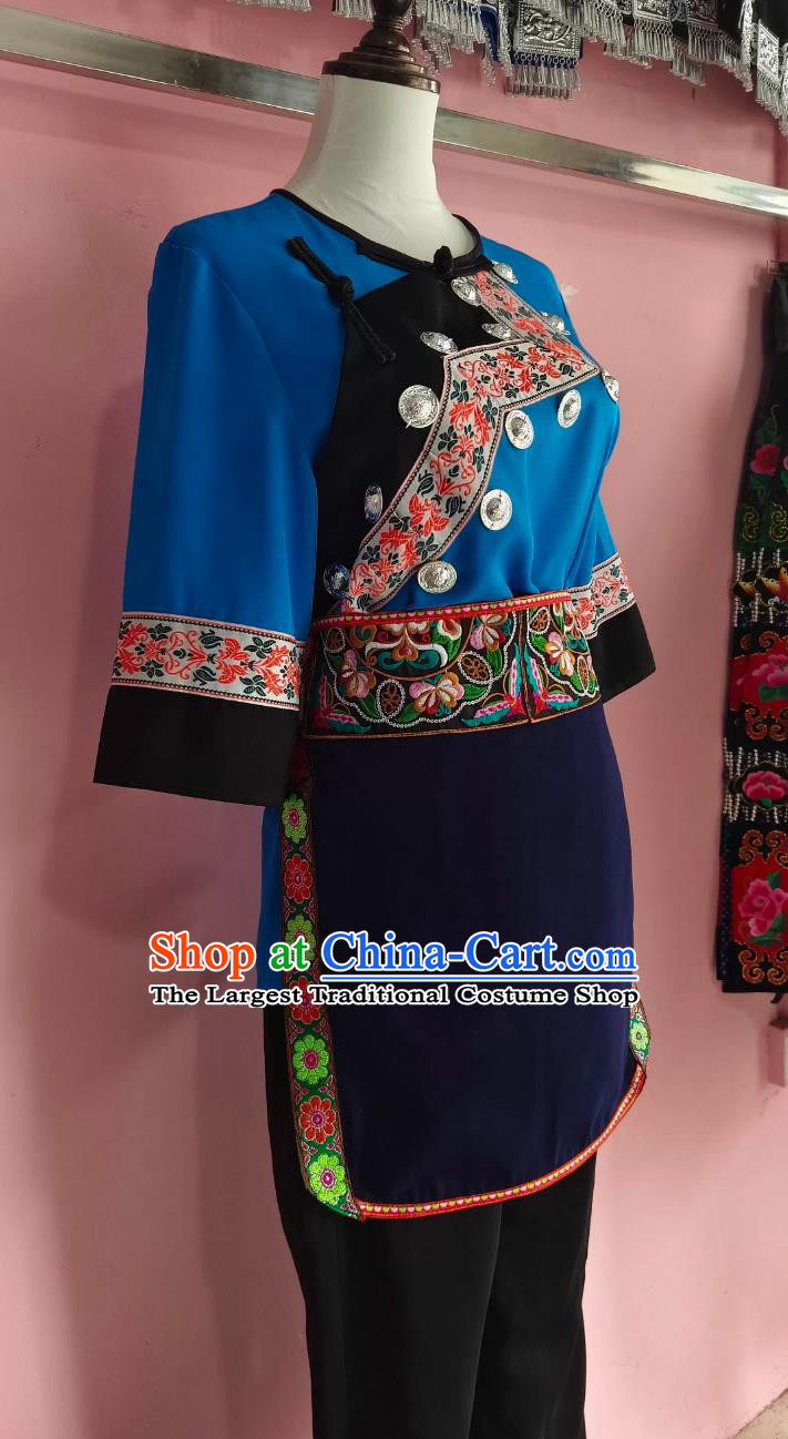 Guangxi Zhuang March Third Ethnic Costume China Guizhou Buyi Performance Clothing