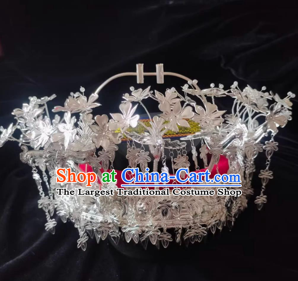Chinese Shui Ethnic Silver Headpiece Handmade Minority Crown
