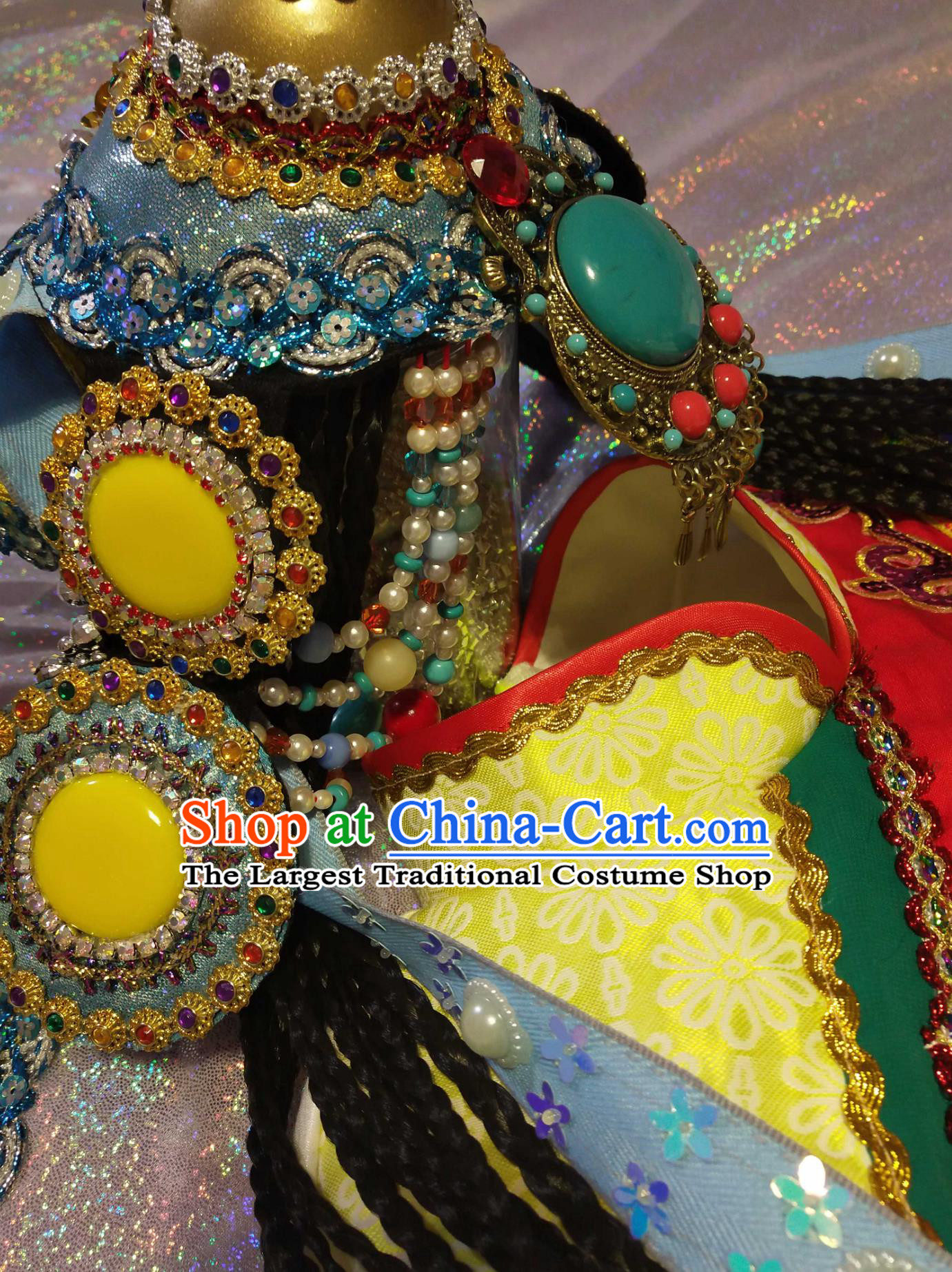 Chinese Zang Ethnic Minority Clothing Tibetan Costume Stage Performance Dress