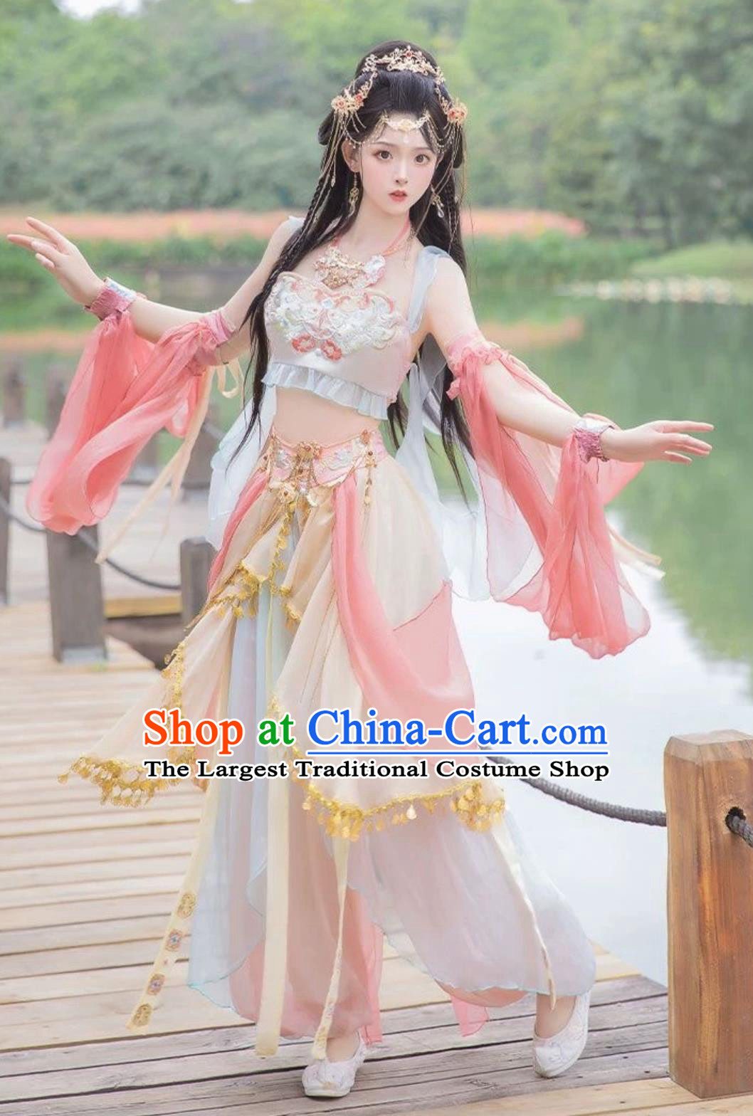 Dunhuang Feitian Pink Exotic Dance Performance Costume Western Region Dance Princess Outfit