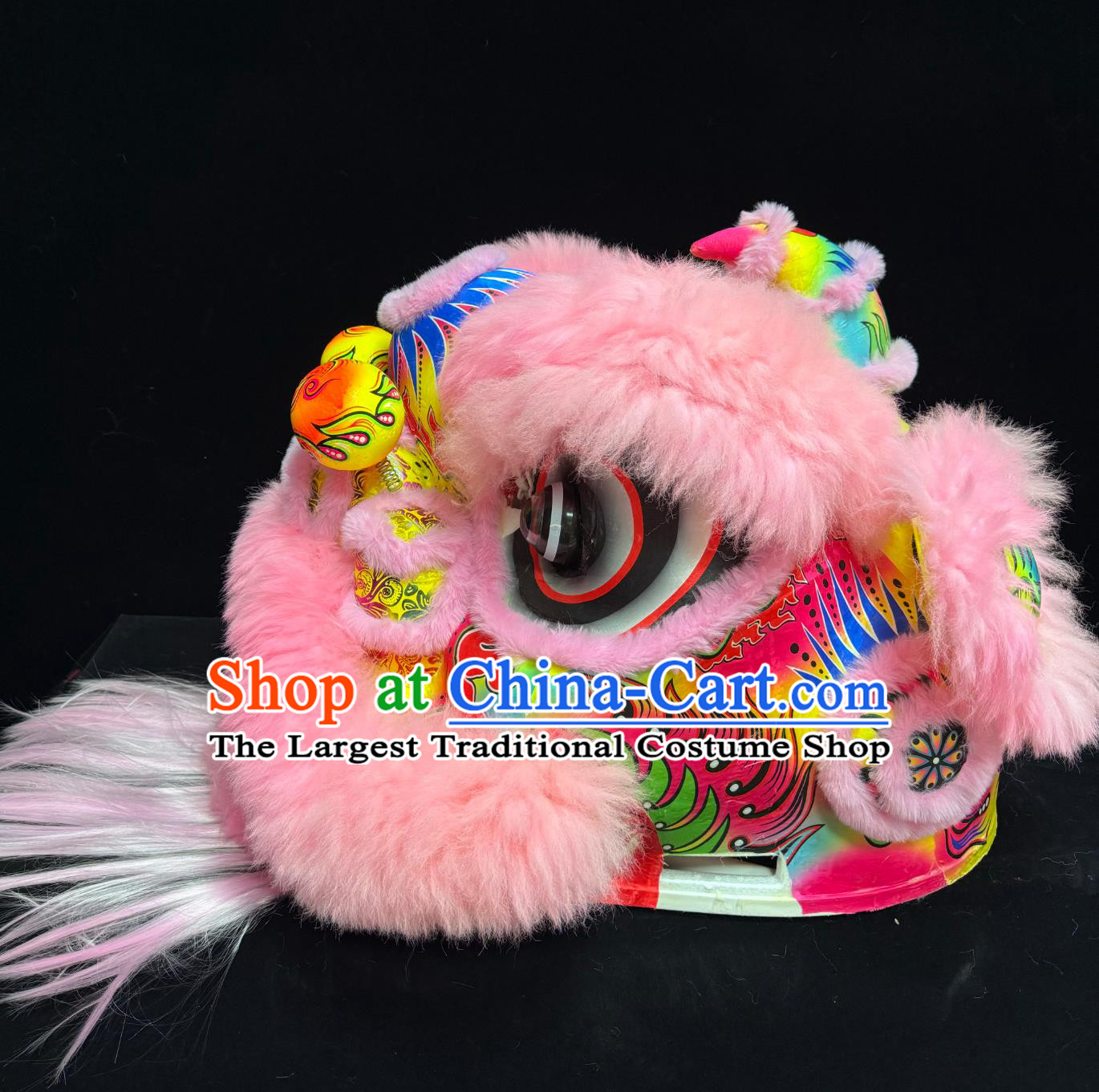 Pink Wool Children Size  Foam Lion Head Chinese Lion Dance Costume Fut San Lion Dance Equipment