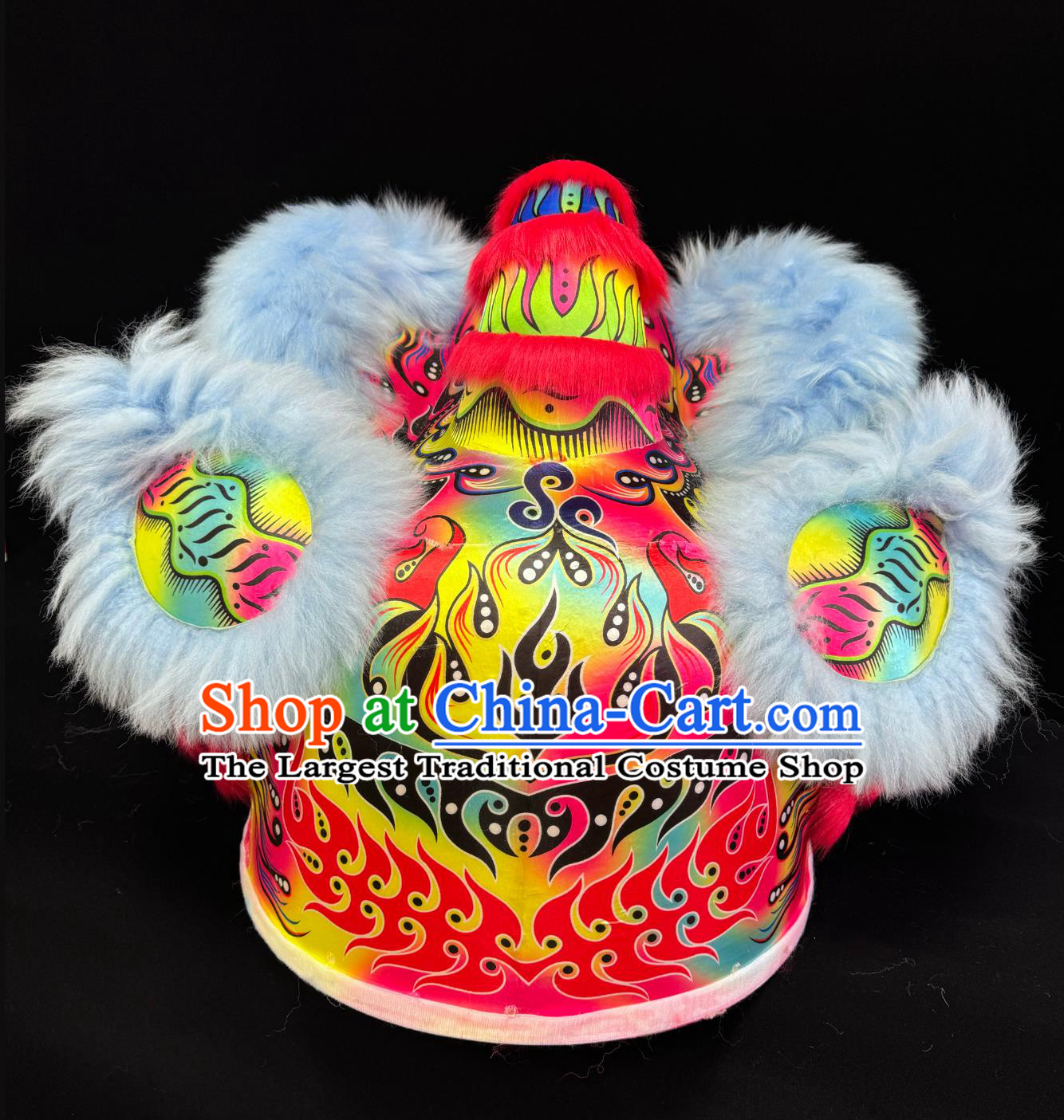 Light Blue Wool Children Size  Foam Lion Head Chinese Lion Dance Costume Fut San Lion Dance Equipment