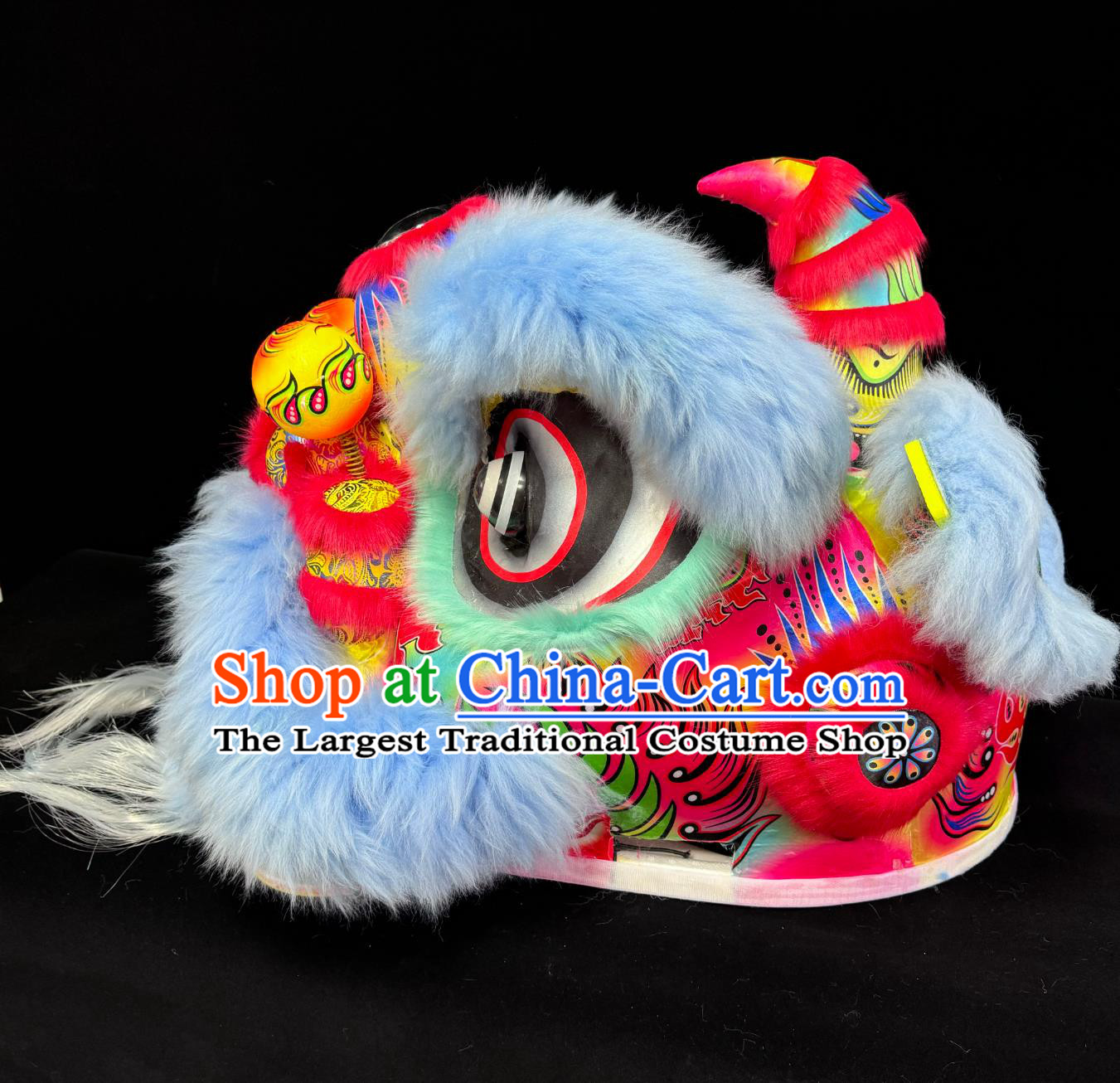 Light Blue Wool Children Size  Foam Lion Head Chinese Lion Dance Costume Fut San Lion Dance Equipment