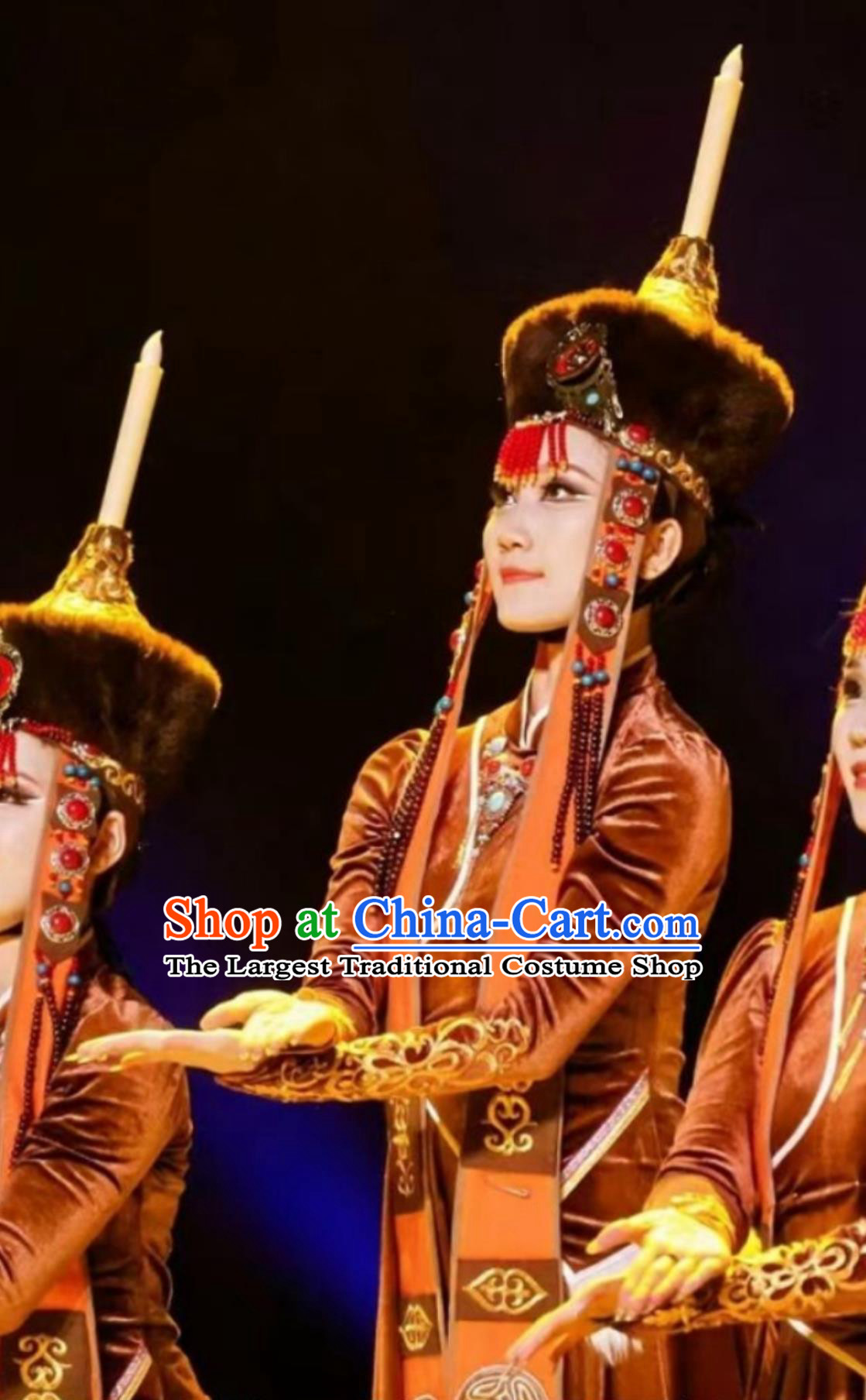 Ethnic Minority Women Mongolian Zhaojun Beyond the Frontier Dance Costume Daola Group Performance Outfit