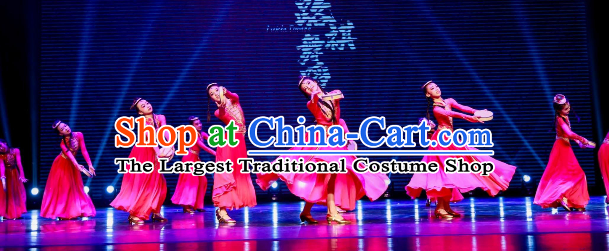 Customized Uyghur Female Dance Attire For Xinjiang Drumbeat Dance Chinese Ethnic Dance Pink Dress