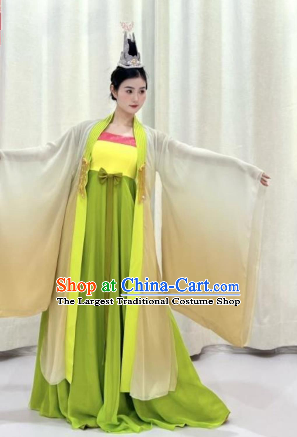 Chinese Female Classical Dance Costume For Moth Ornament And Snowy Willow Repertoire Group Dance Performance Attire Han Tang Dance Dress