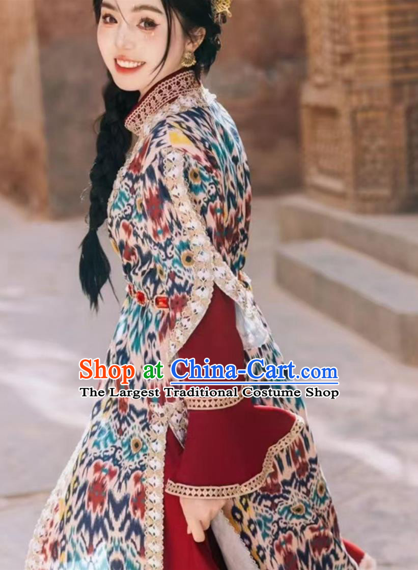 Uyghur Kashgar Princess Silk Road Costume Red Xinjiang Maiden Outfit