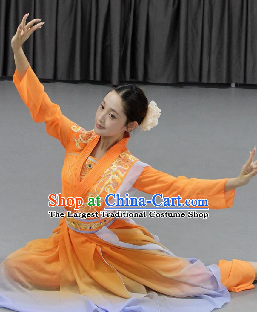 Chinese Classical Dance Costume Yue Nu Ci Dance Performance Outfit Woman Solo Dance Orange Attire