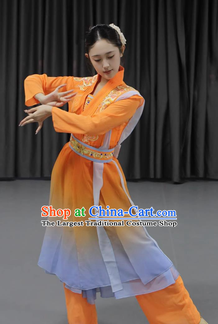 Chinese Classical Dance Costume Yue Nu Ci Dance Performance Outfit Woman Solo Dance Orange Attire
