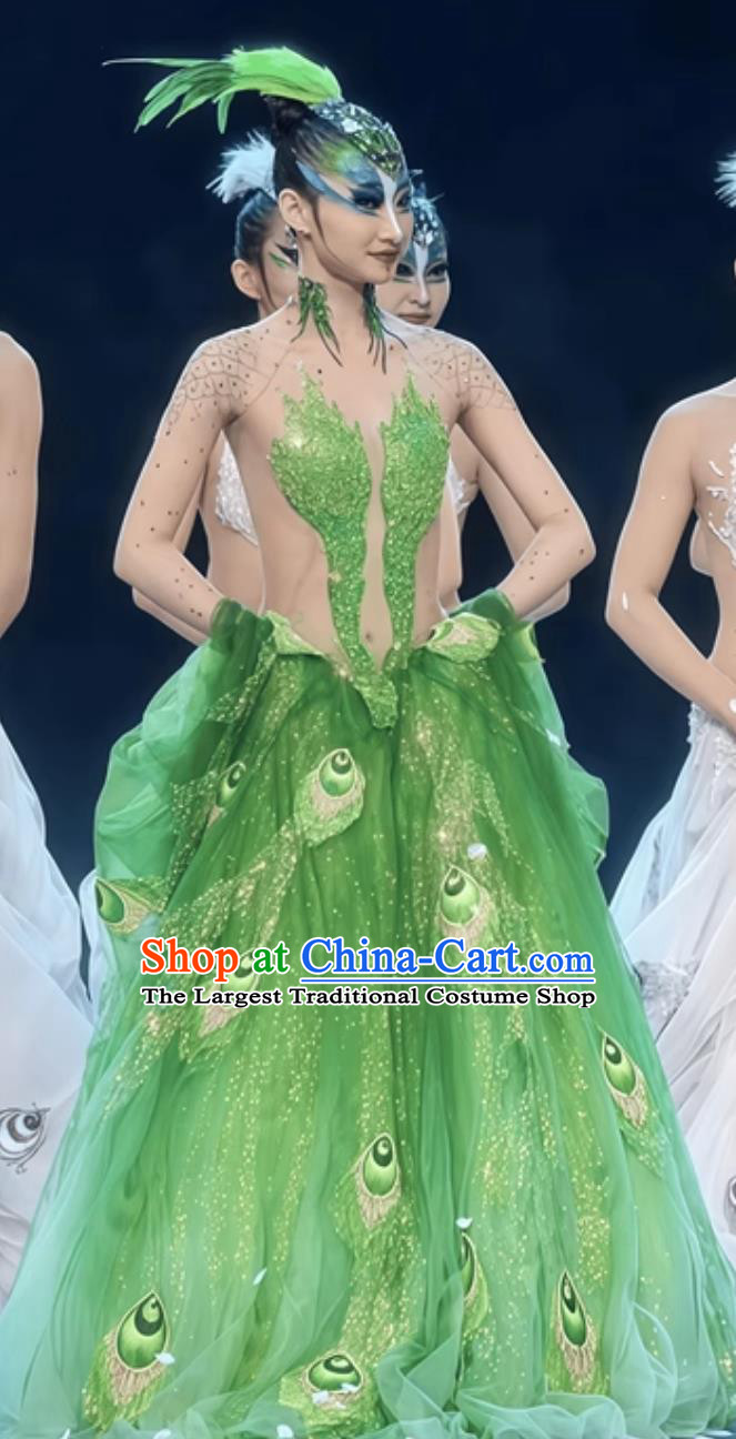 Yang Liping Peacock Dance Costume Chinese Dance Gown Spirit Of Peacock Stage Performance Green Dress