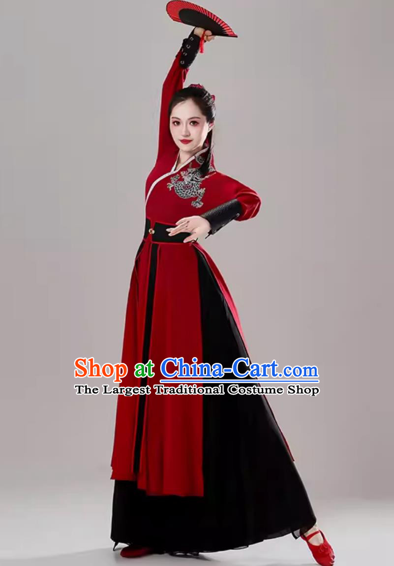 Elegant Sword Dance Practice Costume Ancient Hanfu Wuxia Style Outfit Chinese Snow Dragon Chant Dancewear