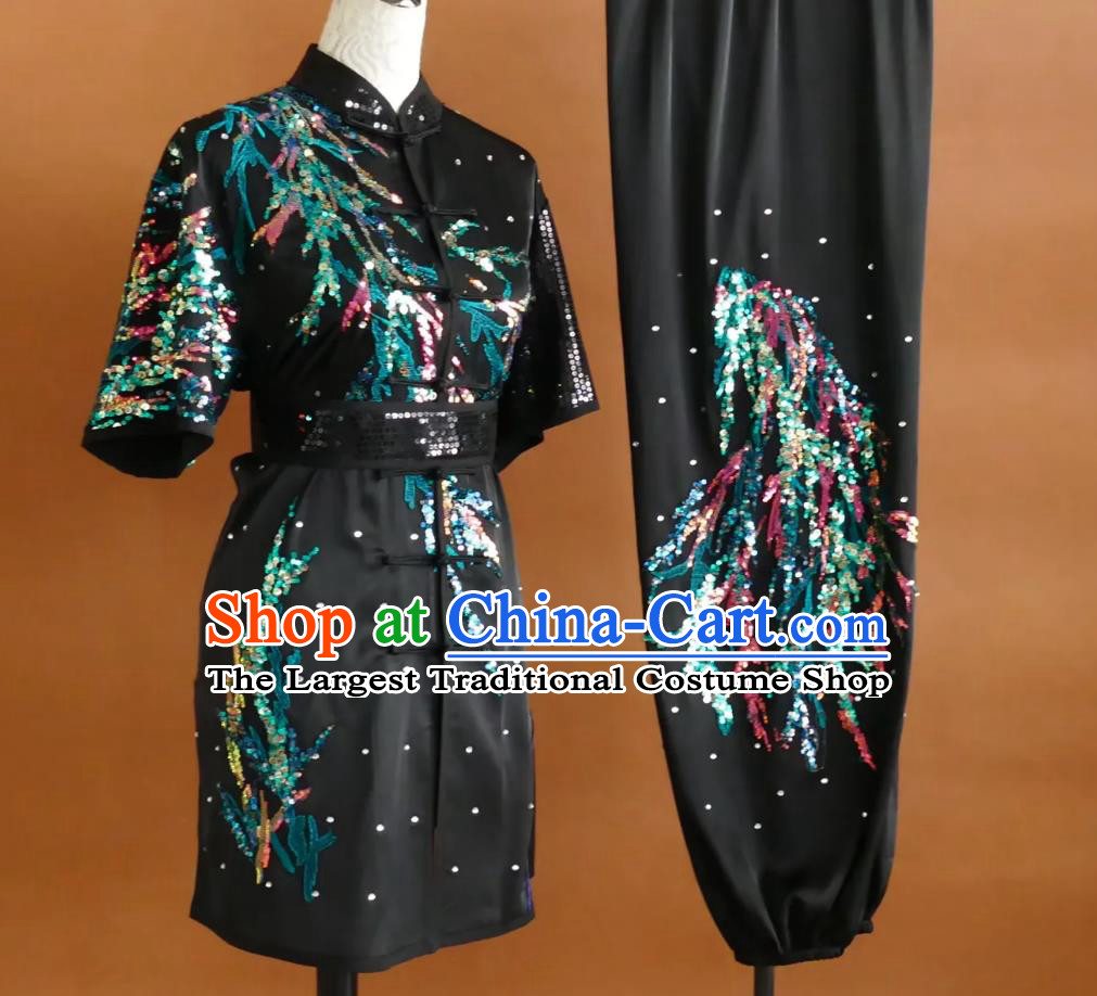 Glitter Embroidery Kung Fu Suit Wushu Training Uniform Chang Chuan Outfit Professional Martial Arts Competition Costume