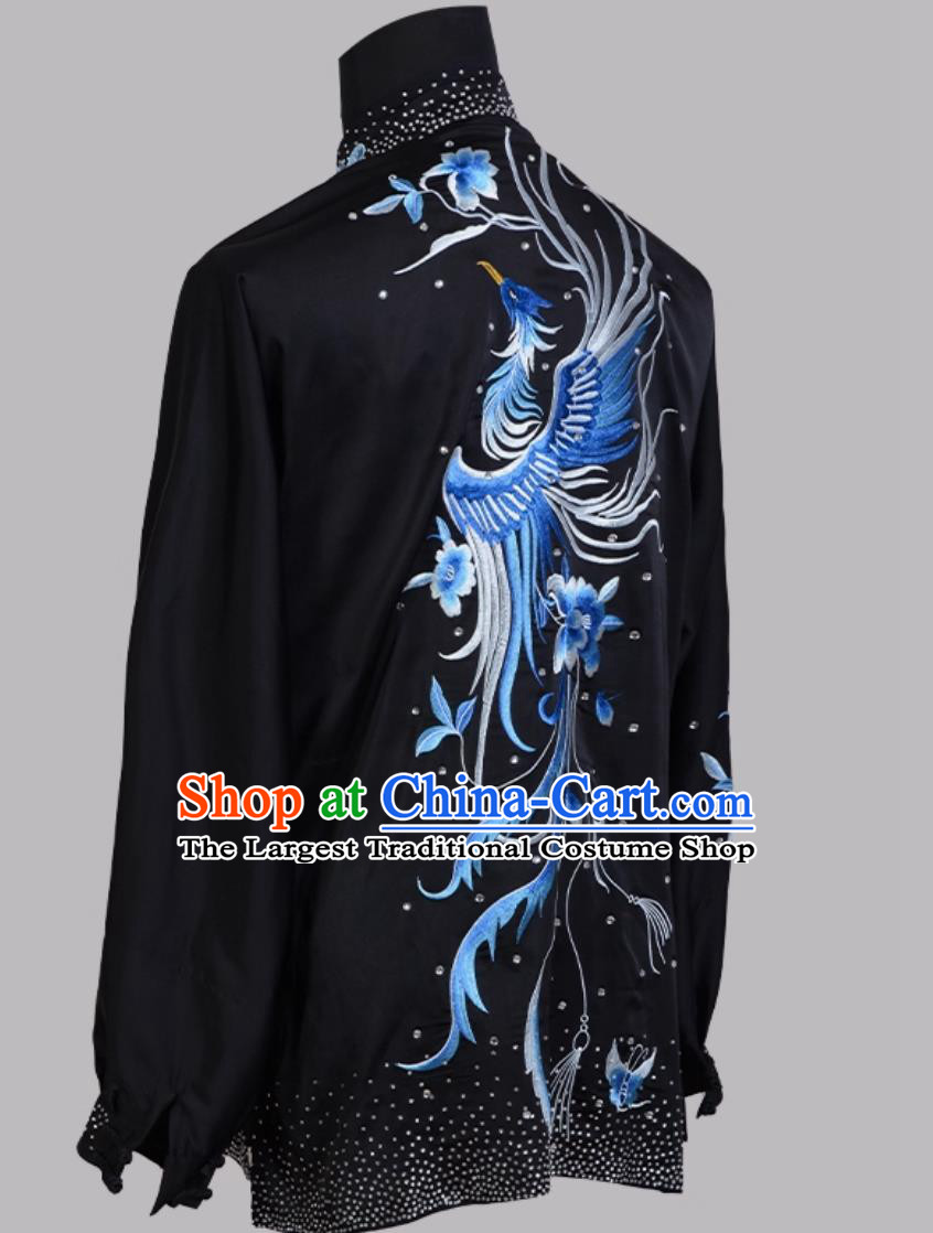 Chinese Taiji Training Wear Kung Fu Performance Outfit Embroidered Peony Tai Chi Suit