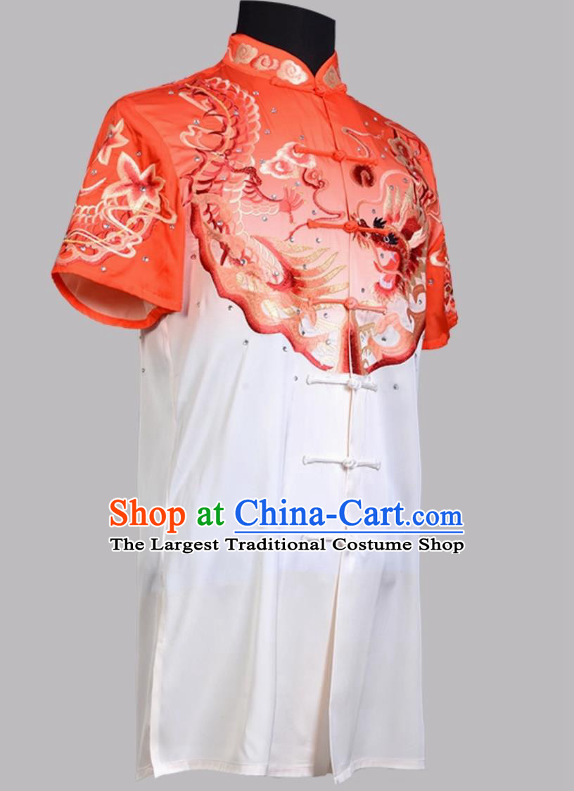 Embroidered Performance Changquan Suit Wushu Competition Training Wear Gradient Color King Fu Outfit