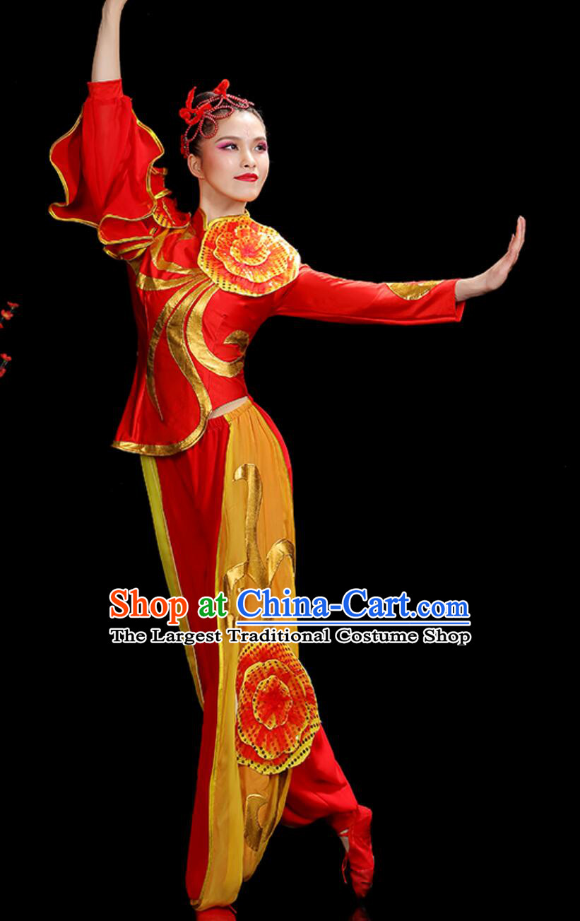Majestic Gong Drum Yangge Costume Women Dragon Lion Dance Performance Waist Drum Suit Festive Show Outfit