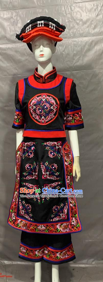 Qiang Ethnic Costume Women Black Outfit Performance Wear Embroidered Chinese  Ethnic Minority Traditional Clothing