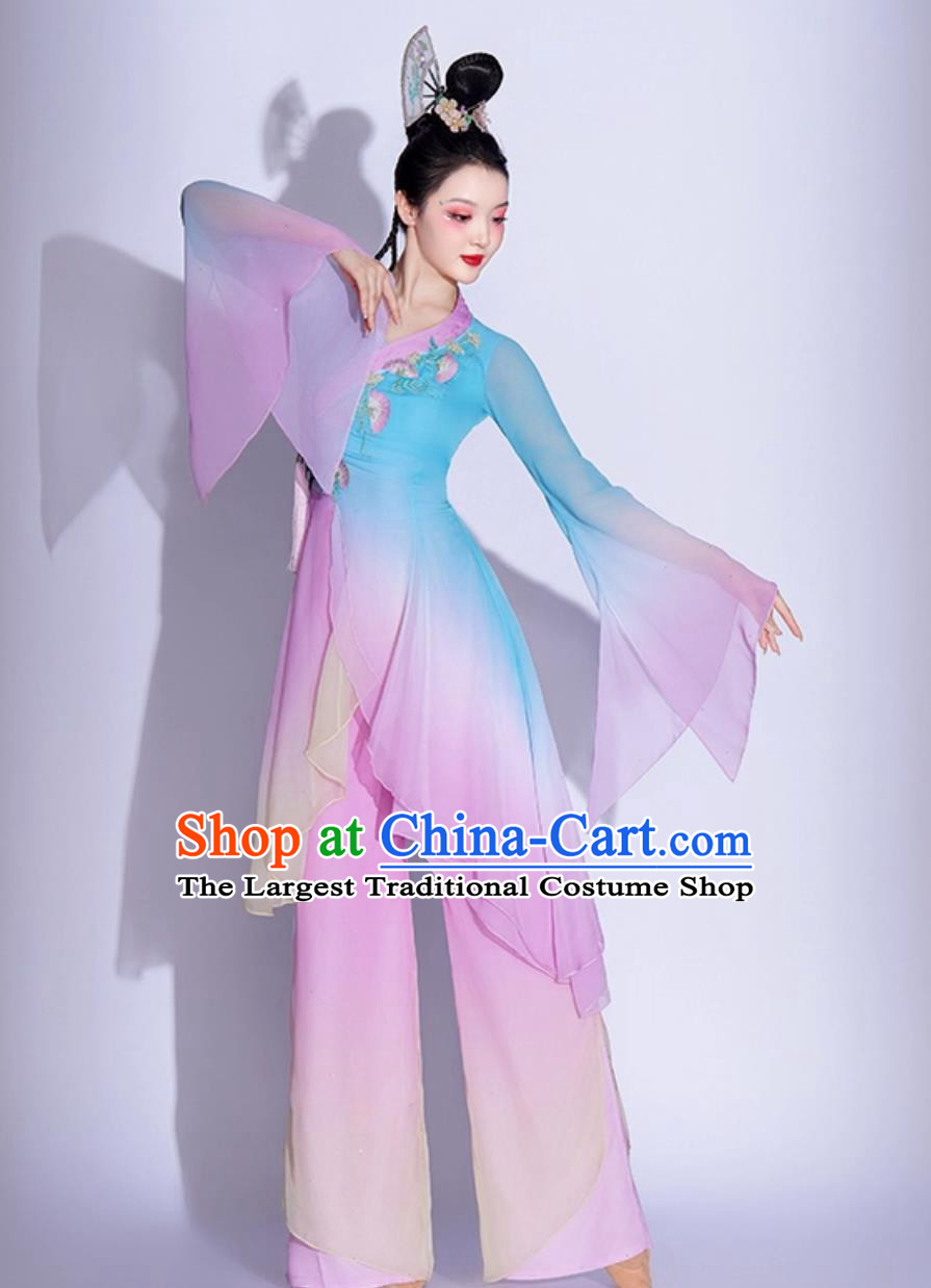 Jiaozhou Yangko Dance Performance Outfit Women Chinese Style Umbrella Dance Fan Dance Costume Set