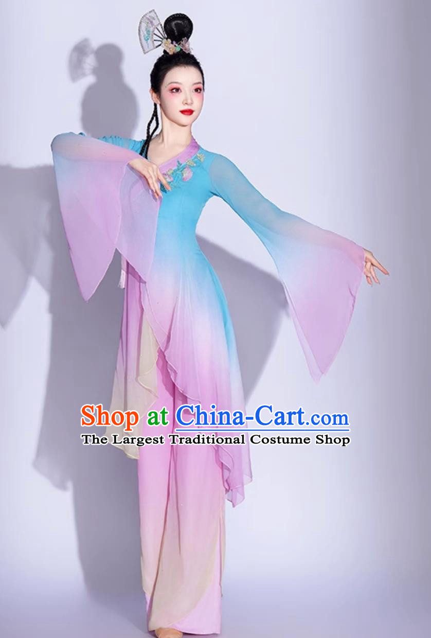 Jiaozhou Yangko Dance Performance Outfit Women Chinese Style Umbrella Dance Fan Dance Costume Set