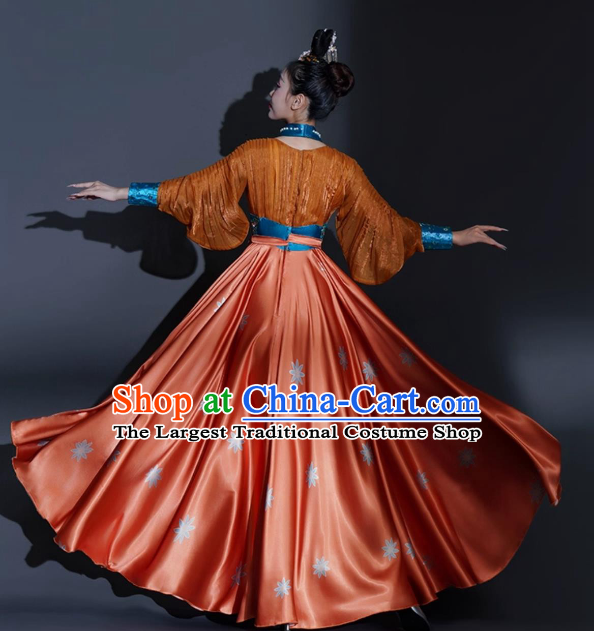 Classical Dance Costume Women Group Dance Chinese Style Hometown Moon Performance Hanfu Dress