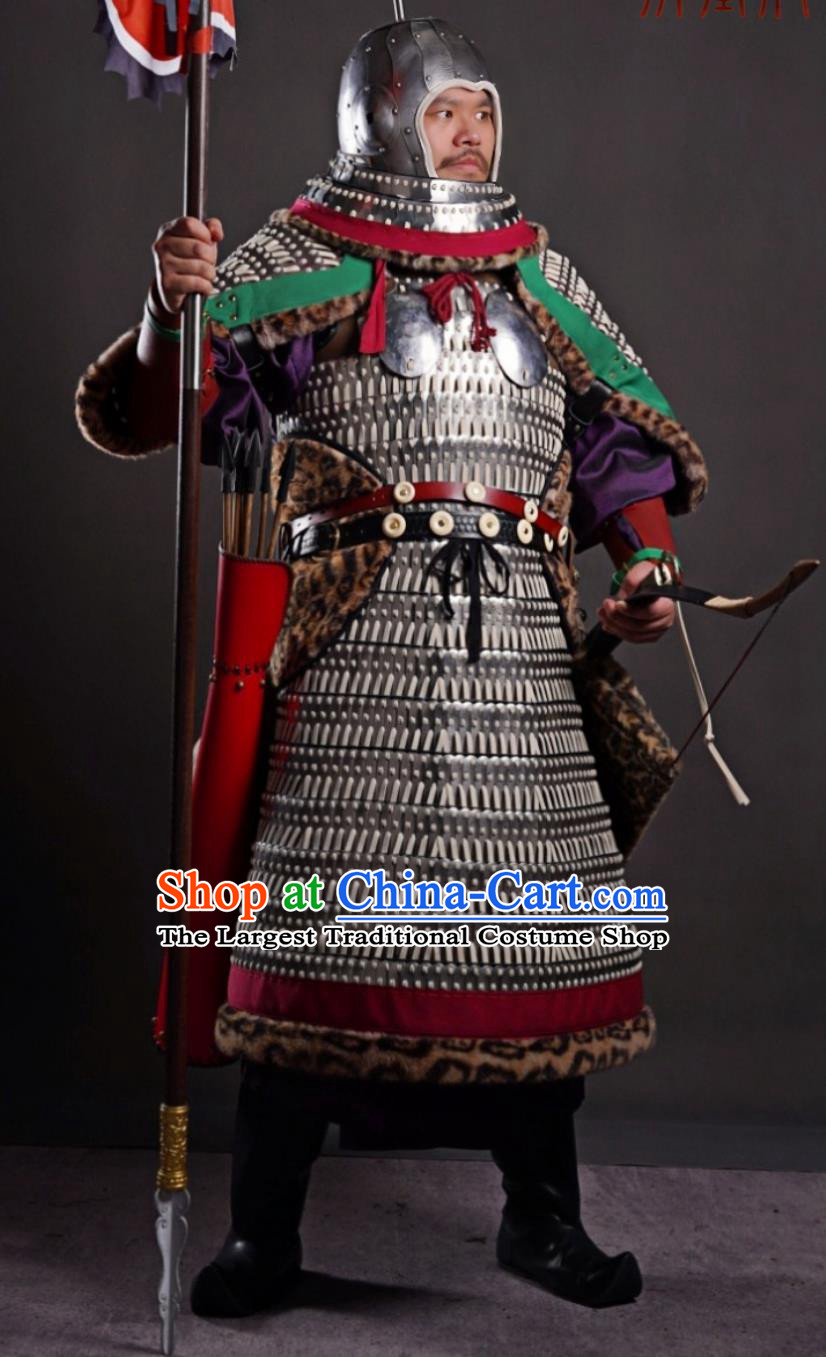 Tang Dynasty Princess Changle Armor Mural Warrior Lamellar Armor Chinese Tang Lamellar Armor and Helmet Set
