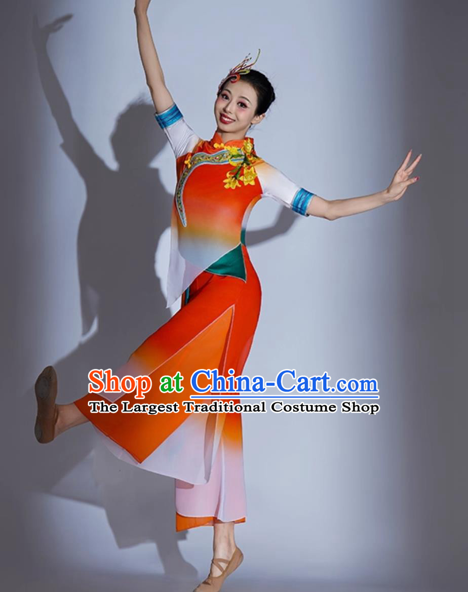 On The Hopeful Field Village Style Jiaozhou Yangko Costume Performance Outfit Women Harvest Celebration Dance Attire