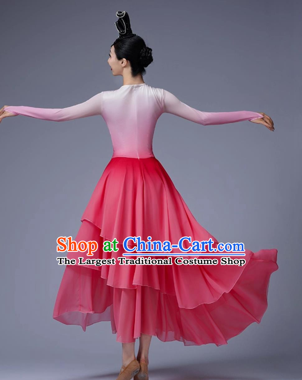 Chinese Classical Dance Costume Women Falling Petals Dance Attire Umbrella Dance Dress