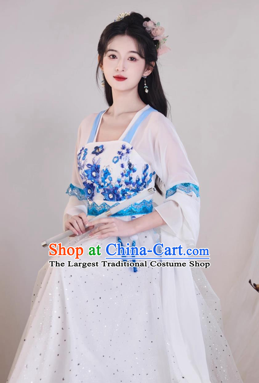 White Hanfu Dance Costume Classical Performance Clothing Women Elegant Chinese Fashion Modified Dress