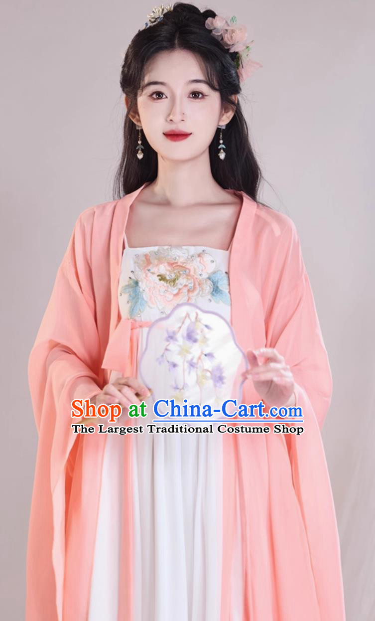Pink Han Tang Dance Costume Wide Sleeve Classical Performance Dress Women Chinese Traditional Qixiong Ruqun