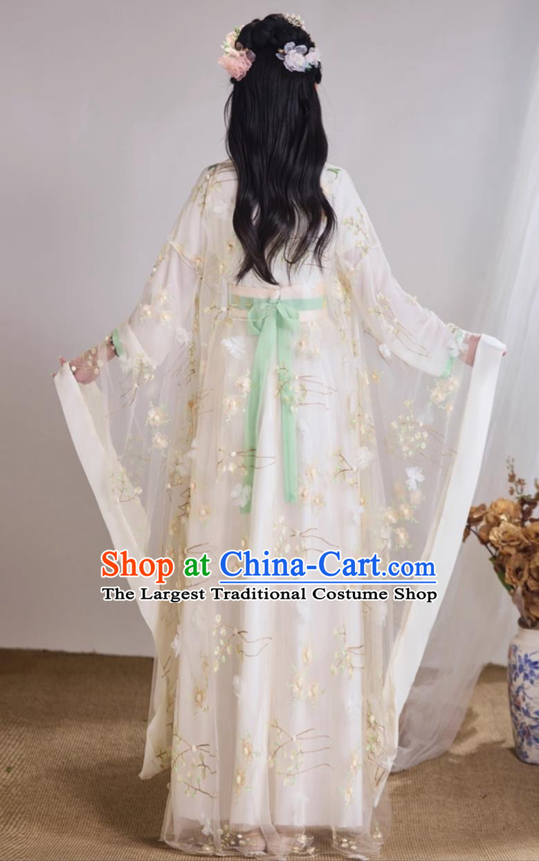 Champagne Ancient Style Women Hanfu Chinese Fairy Classical Dance Performance Costume Two Piece Set