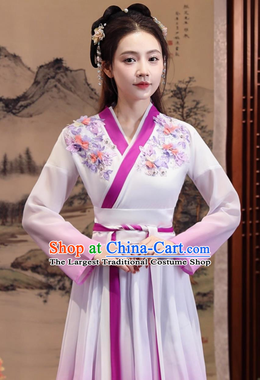 Purple Hanfu Women Classical Dance Performance Outfit Modified Chinese Ancient Dress