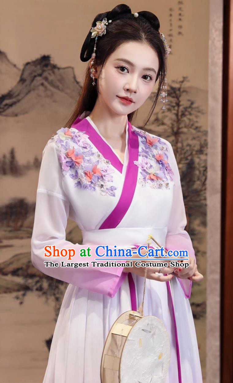 Purple Hanfu Women Classical Dance Performance Outfit Modified Chinese Ancient Dress