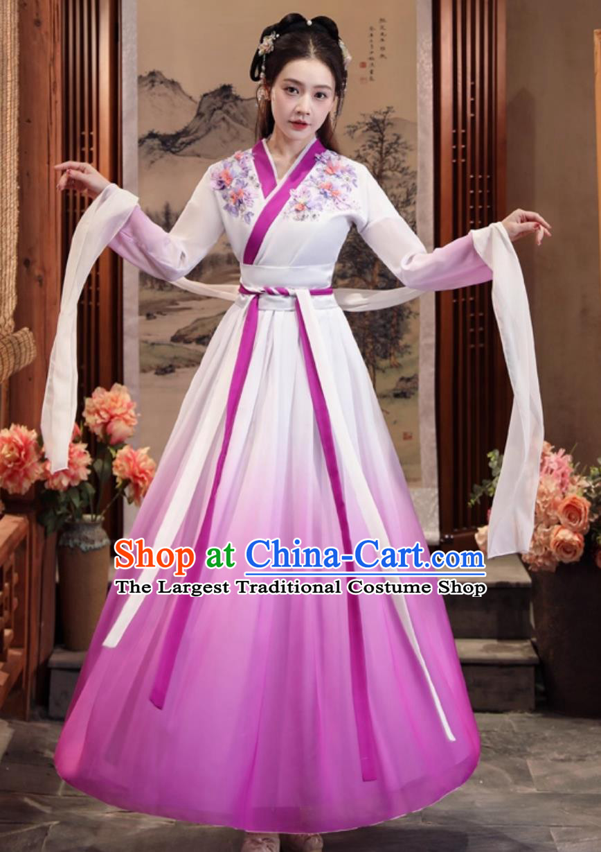 Purple Hanfu Women Classical Dance Performance Outfit Modified Chinese Ancient Dress