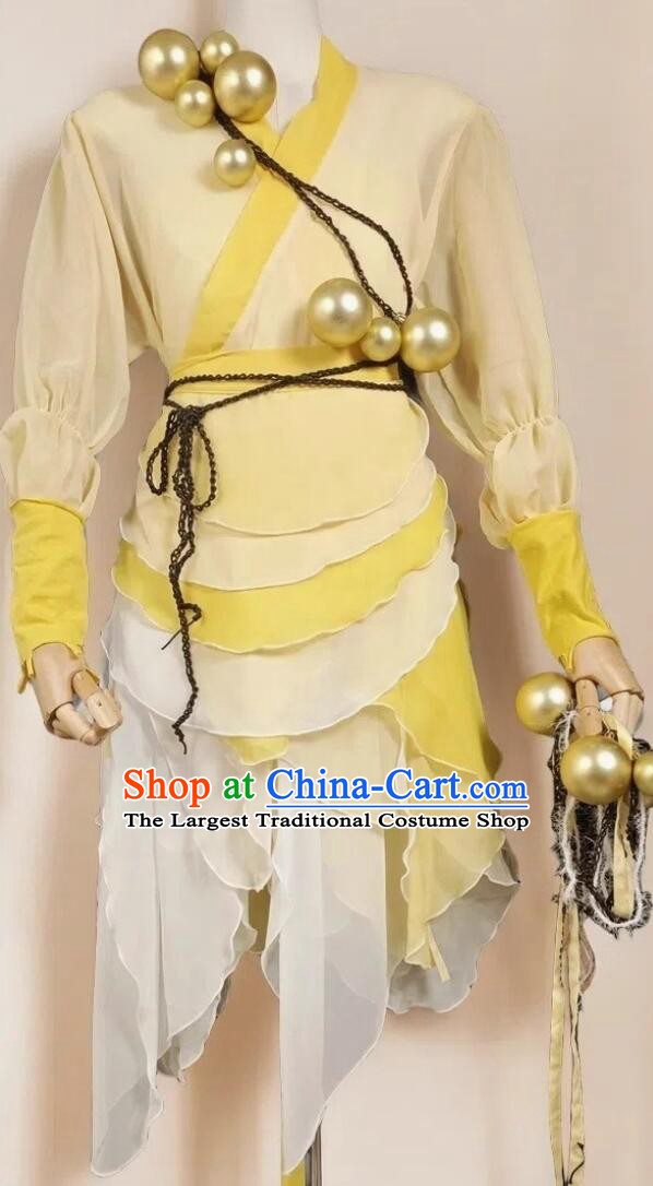 Chinese Paladin  Hua Ying Replica Clothing Cosplay Fairy Costume Ancient Chinese Young Lady Yellow Dress