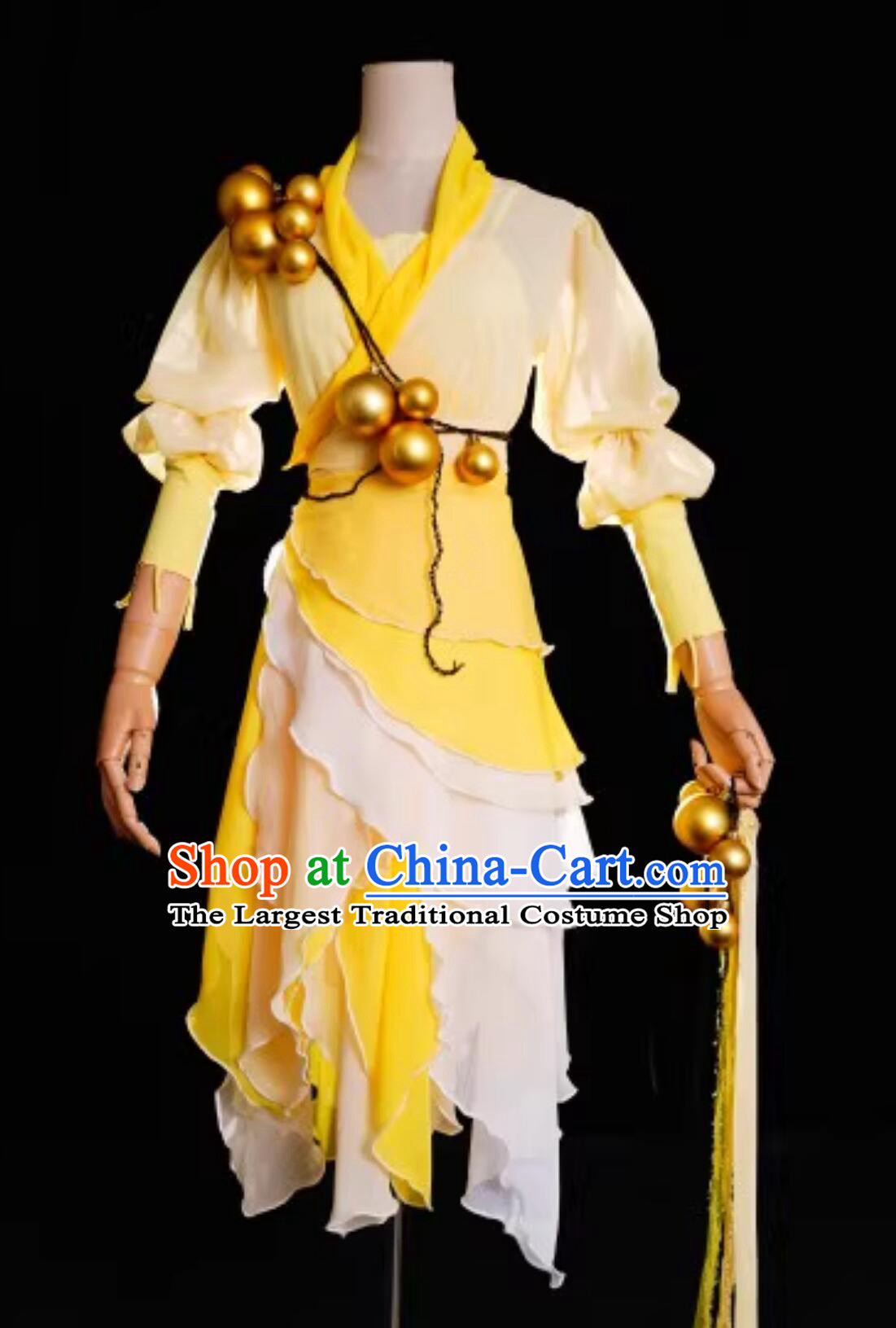 Chinese Paladin  Hua Ying Replica Clothing Cosplay Fairy Costume Ancient Chinese Young Lady Yellow Dress