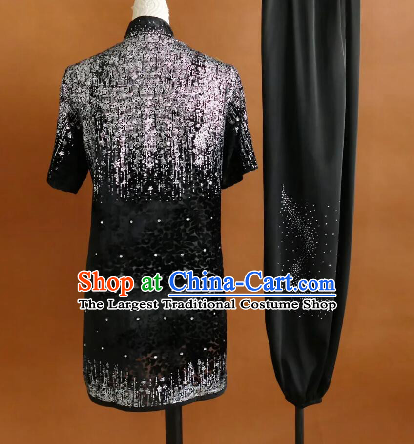 Rhinestone Changquan Kung Fu Suit Wushu Routine Competition Uniform Long Fist Costume Martial Arts Performance Outfit